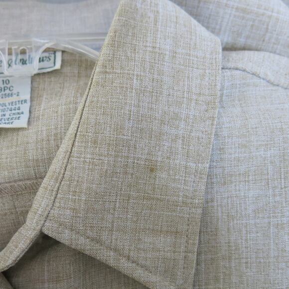 VINTAGE Stephanie Andrews Jacket Blazer Size 10 Polyester Buttons Tan Preppy - Picture 6 of 11